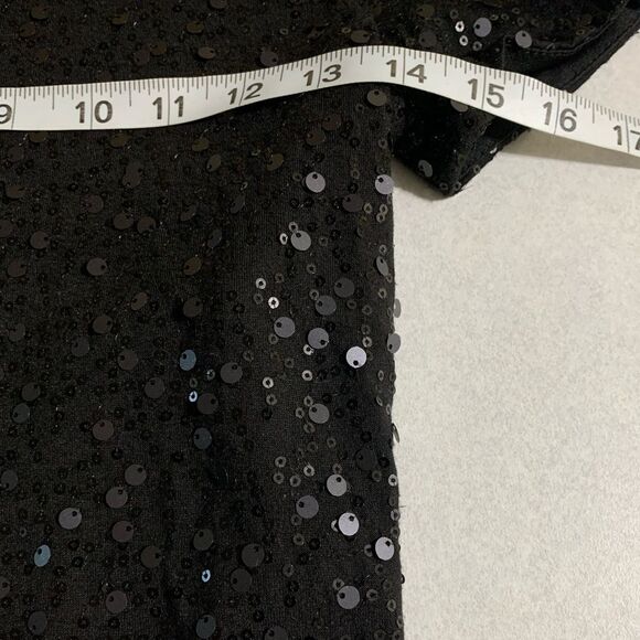 FOREVER 21 CROP TOP WOMEN SMALL BLACK SEQUIN LINED PARTY DATE NIGHT. - Picture 6 of 7